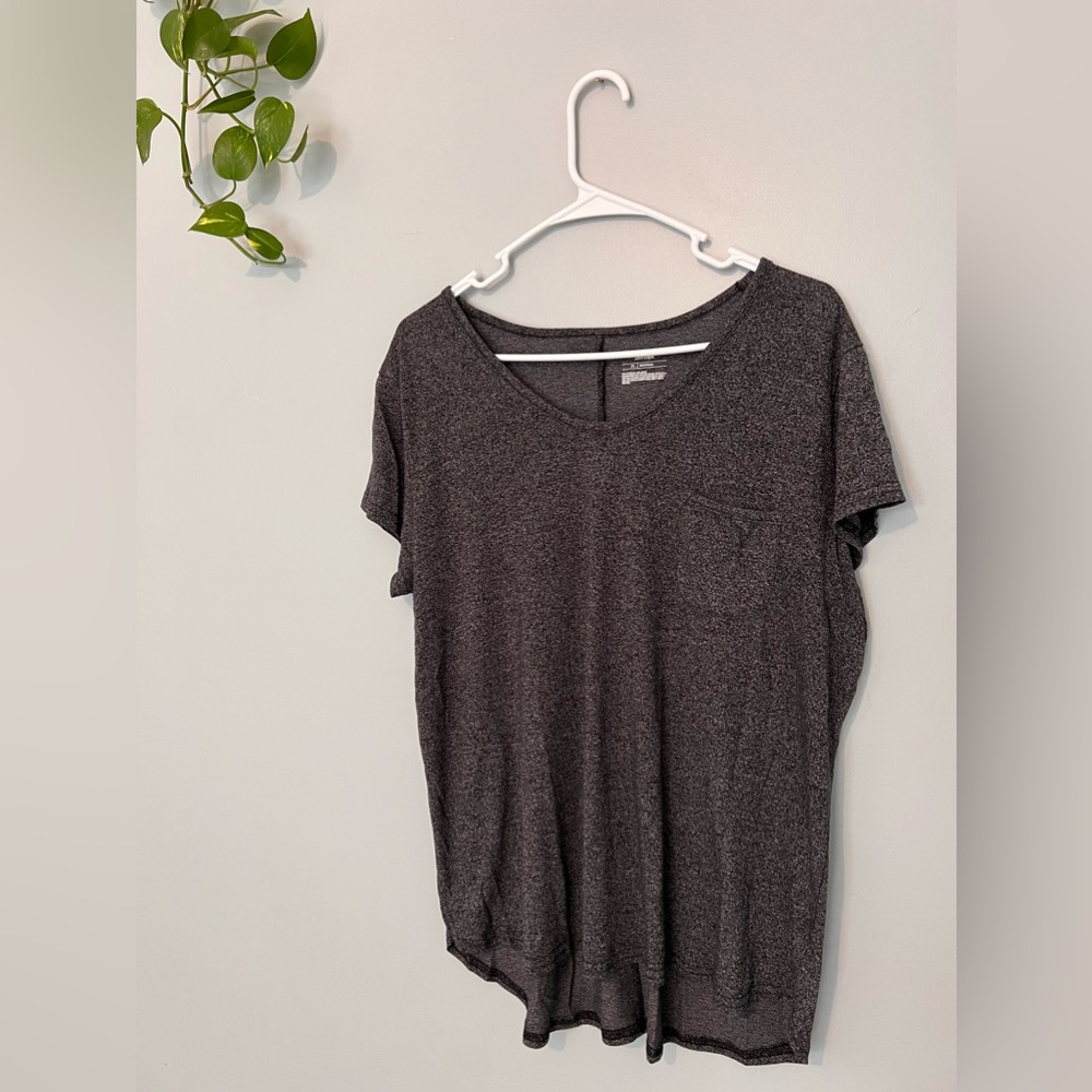 tek gear Women's Short Sleeve V-Neck Tee in Charcoal Gray